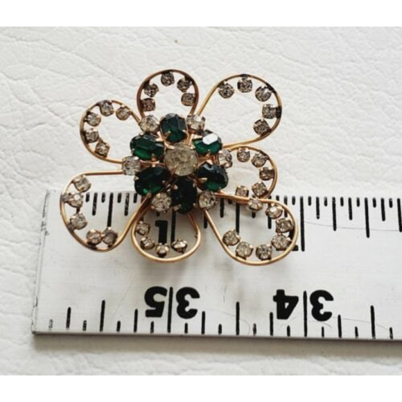 Vintage Harper 1/20 12k Gold Filled Emerald Green Baguette Brooch Pendant - Picture 6 of 8